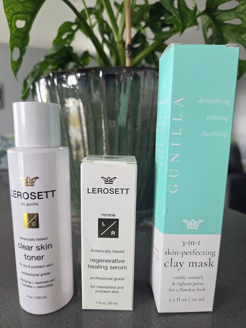 LEROSETT Clear Skin Toner, Regenerative Serum & Clay Mask